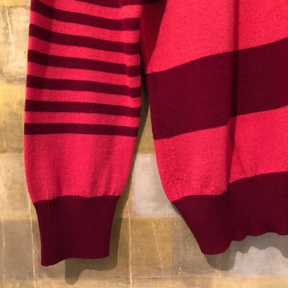 TALBOTS Italian Merino Wool Striped VNeck Sweater - Picture 3 of 6